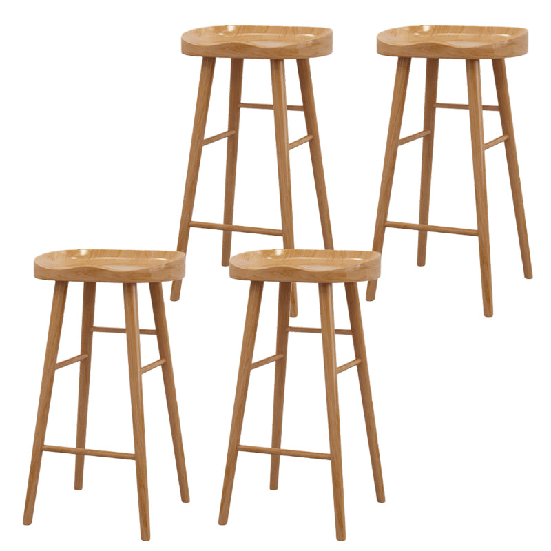 Modern Armless Backless Counter Stool Wood Bar Stool with Pedal for Milk Tea Shop