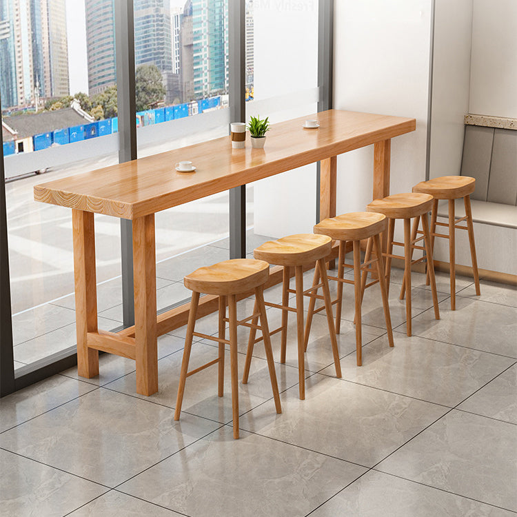 Modern Armless Backless Counter Stool Wood Bar Stool with Pedal for Milk Tea Shop