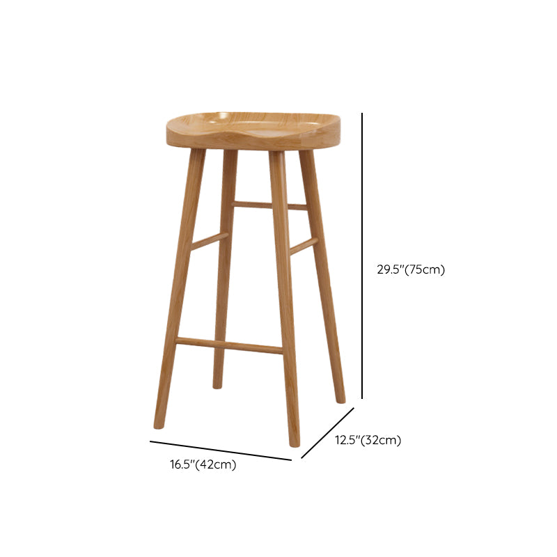 Modern Armless Backless Counter Stool Wood Bar Stool with Pedal for Milk Tea Shop