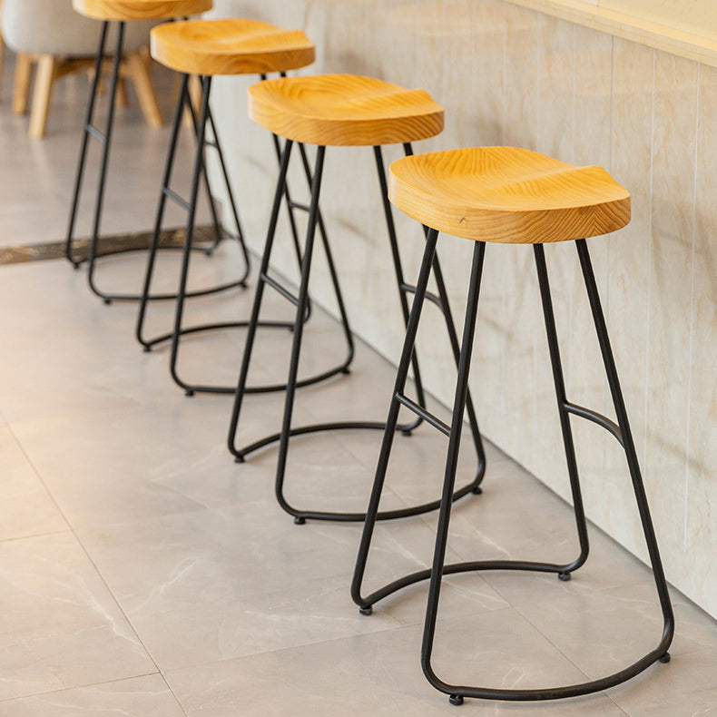 Modern Armless Backless Counter Stool Iron Bar Stool with Pedal for Milk Tea Shop