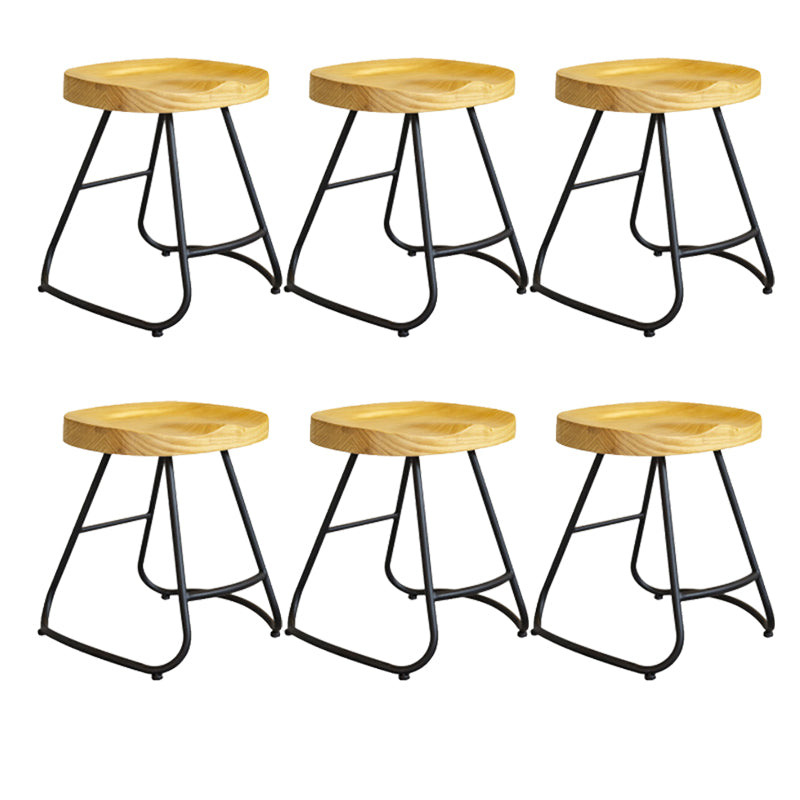Modern Armless Backless Counter Stool Iron Bar Stool with Pedal for Milk Tea Shop