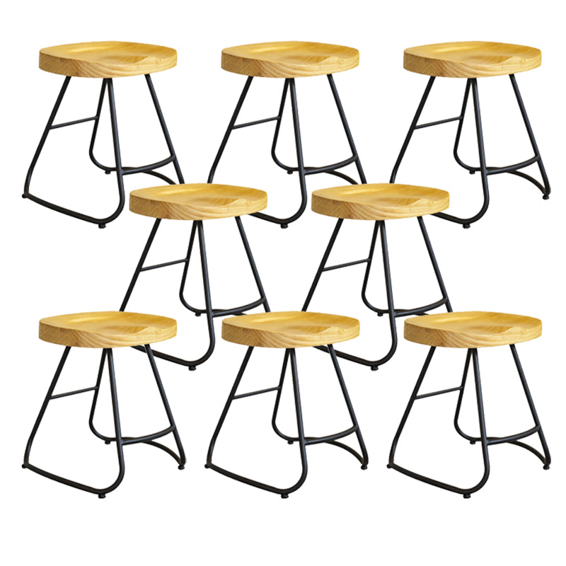 Modern Armless Backless Counter Stool Iron Bar Stool with Pedal for Milk Tea Shop