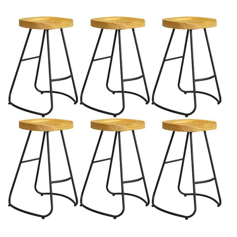 Modern Armless Backless Counter Stool Iron Bar Stool with Pedal for Milk Tea Shop