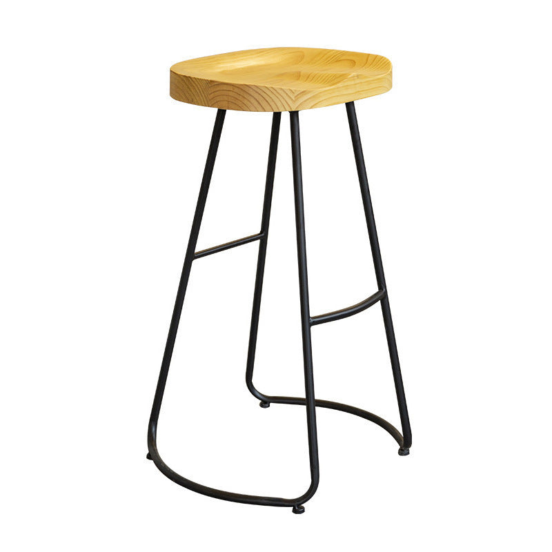 Modern Armless Backless Counter Stool Iron Bar Stool with Pedal for Milk Tea Shop