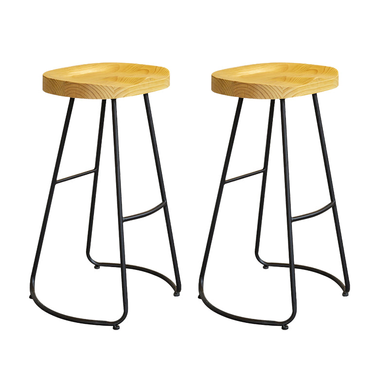 Modern Armless Backless Counter Stool Iron Bar Stool with Pedal for Milk Tea Shop