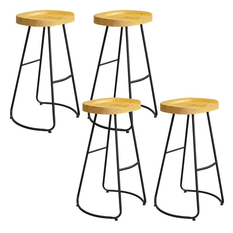 Modern Armless Backless Counter Stool Iron Bar Stool with Pedal for Milk Tea Shop