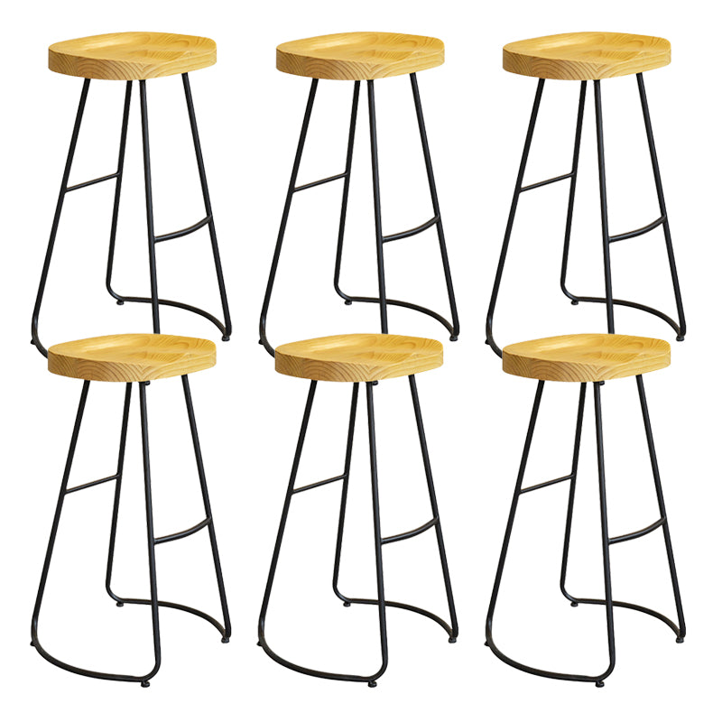 Modern Armless Backless Counter Stool Iron Bar Stool with Pedal for Milk Tea Shop
