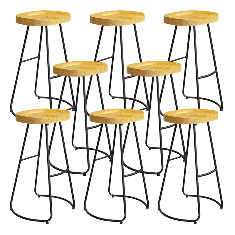 Modern Armless Backless Counter Stool Iron Bar Stool with Pedal for Milk Tea Shop