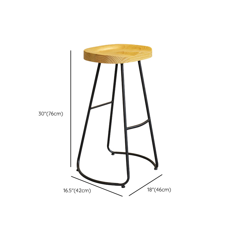 Modern Armless Backless Counter Stool Iron Bar Stool with Pedal for Milk Tea Shop