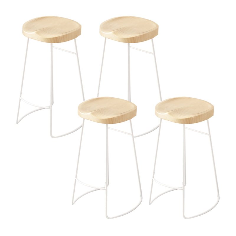 Contemporary Bar Stools Metal and Solid Wood Counter Height Stools