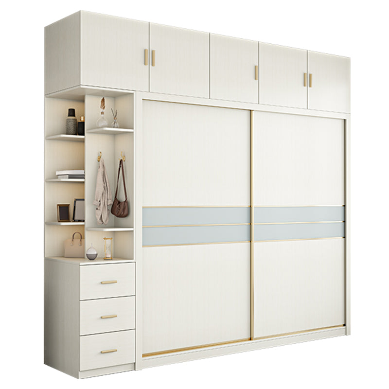 Contemporary Freestanding Wood Wardrobe Sliding Soft Close Doors in White