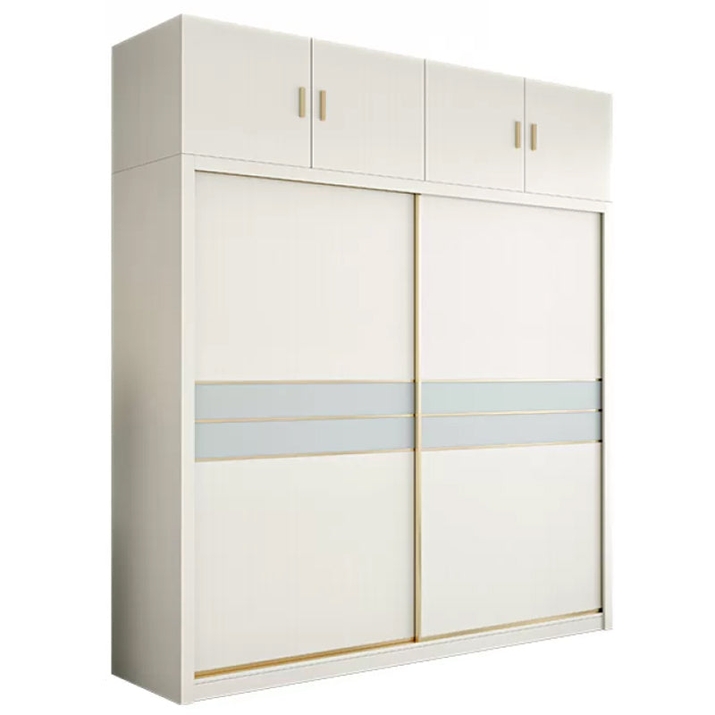 Contemporary Freestanding Wood Wardrobe Sliding Soft Close Doors in White