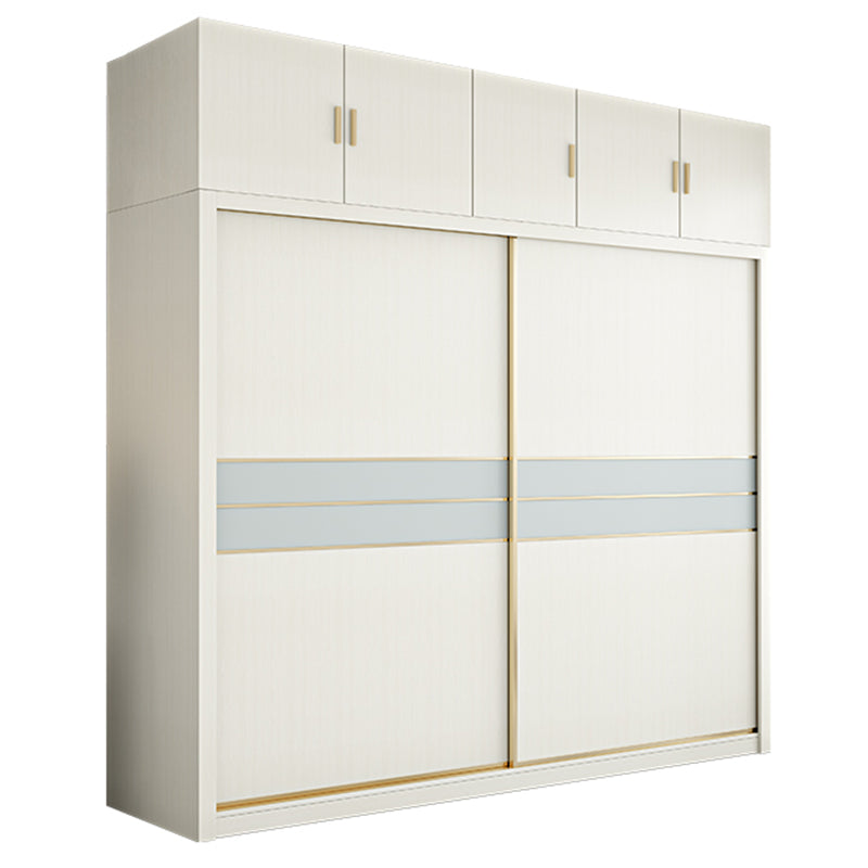 Contemporary Freestanding Wood Wardrobe Sliding Soft Close Doors in White