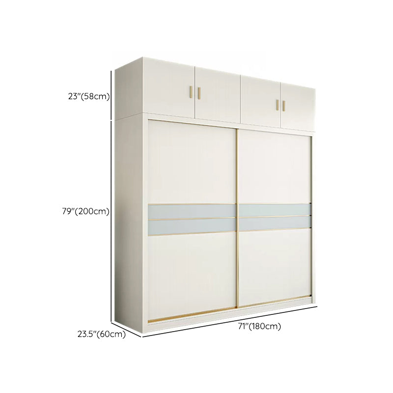 Contemporary Freestanding Wood Wardrobe Sliding Soft Close Doors in White