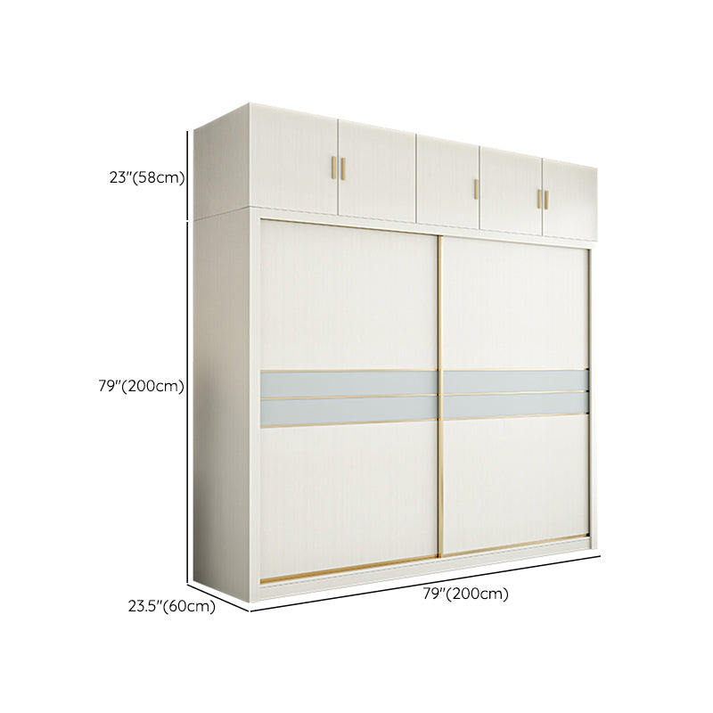 Contemporary Freestanding Wood Wardrobe Sliding Soft Close Doors in White