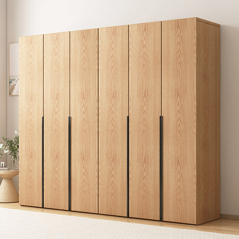 Contemporary Freestanding Natural Wardrobe Oak Solid Wood Wardrobe with Shelves