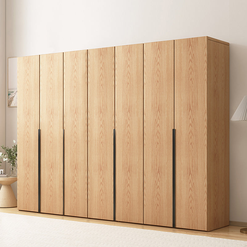 Contemporary Freestanding Natural Wardrobe Oak Solid Wood Wardrobe with Shelves