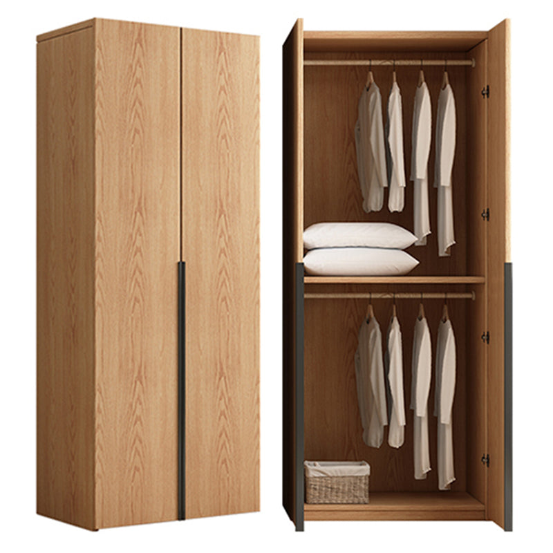 Contemporary Freestanding Natural Wardrobe Oak Solid Wood Wardrobe with Shelves