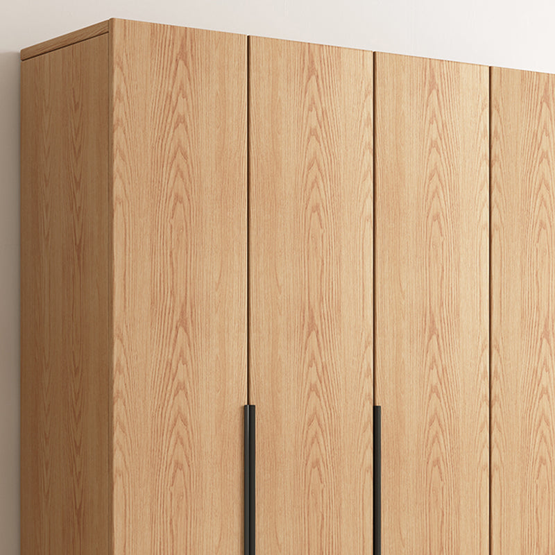 Contemporary Freestanding Natural Wardrobe Oak Solid Wood Wardrobe with Shelves