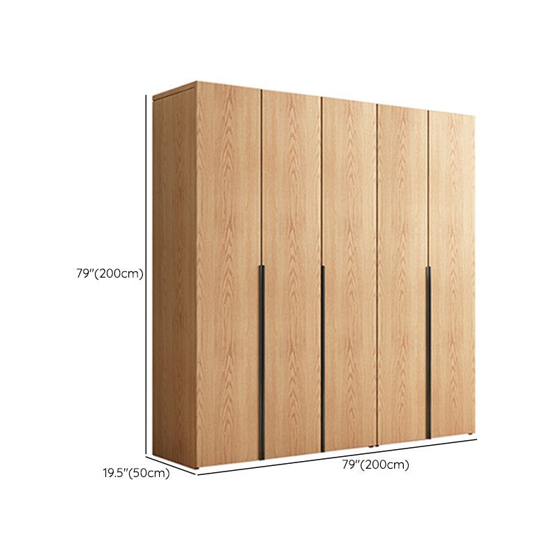 Contemporary Freestanding Natural Wardrobe Oak Solid Wood Wardrobe with Shelves