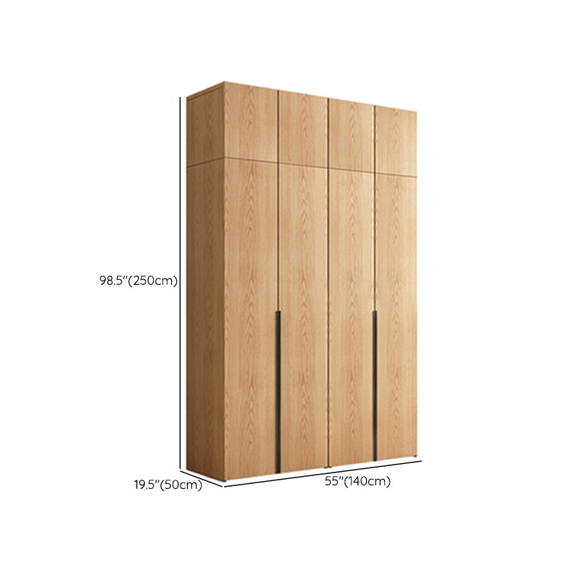 Contemporary Freestanding Natural Wardrobe Oak Solid Wood Wardrobe with Shelves