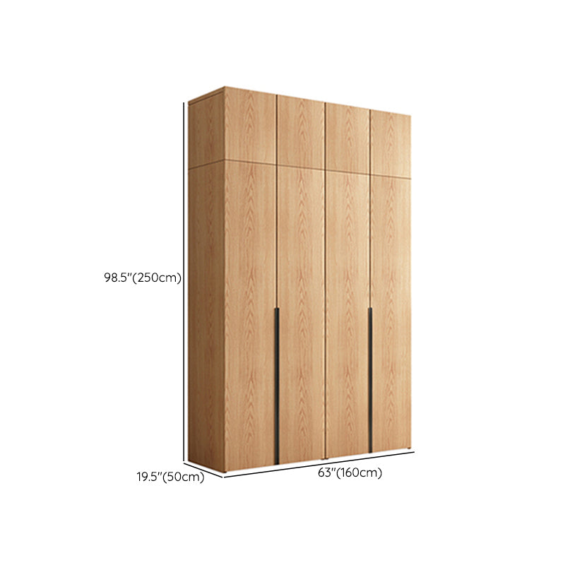 Contemporary Freestanding Natural Wardrobe Oak Solid Wood Wardrobe with Shelves