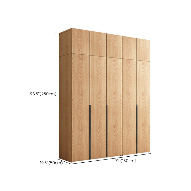 Contemporary Freestanding Natural Wardrobe Oak Solid Wood Wardrobe with Shelves