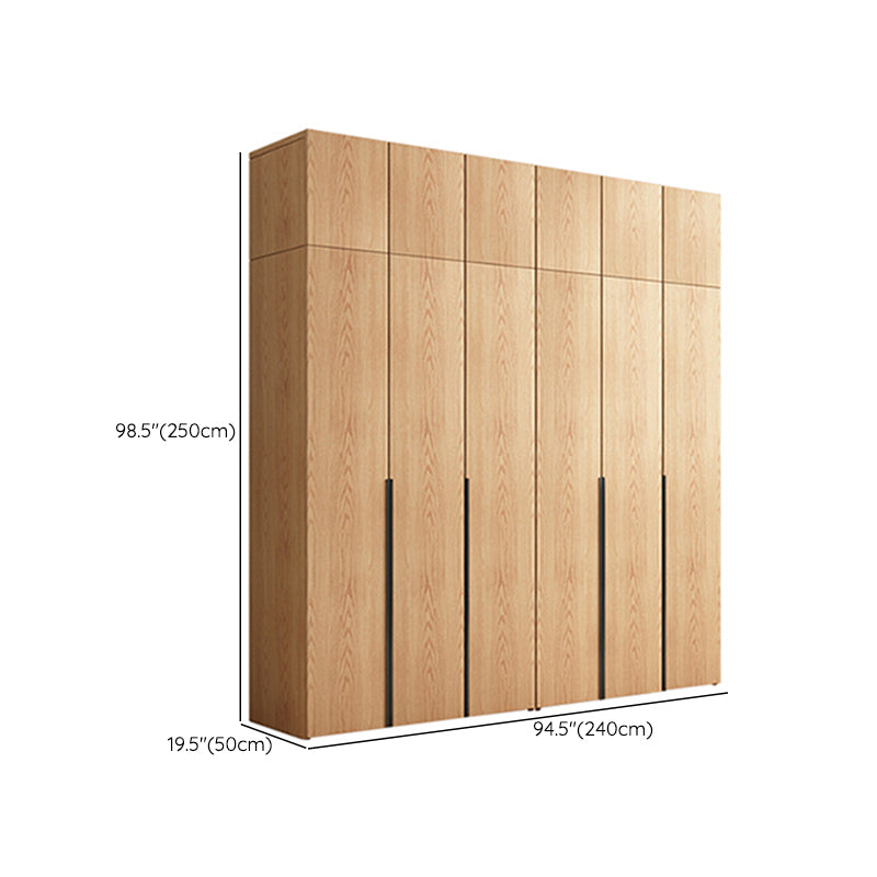 Contemporary Freestanding Natural Wardrobe Oak Solid Wood Wardrobe with Shelves