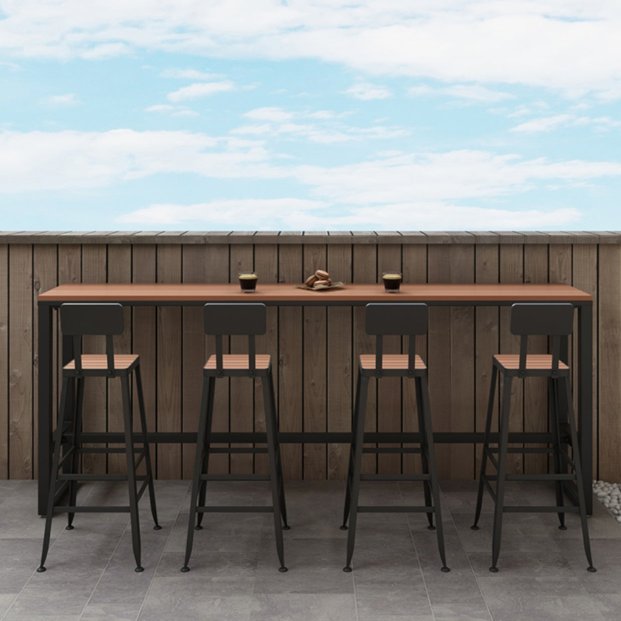 Industrial Style 1/5 Pieces Metal Bar Set Reclaimed Wood Counter Height Dining Set