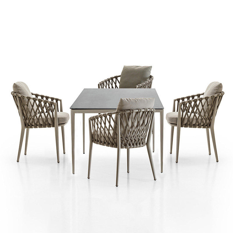 Matte Finish Boho Dining Table Set 1/2/5/7 Pcs Rattan Dining Set