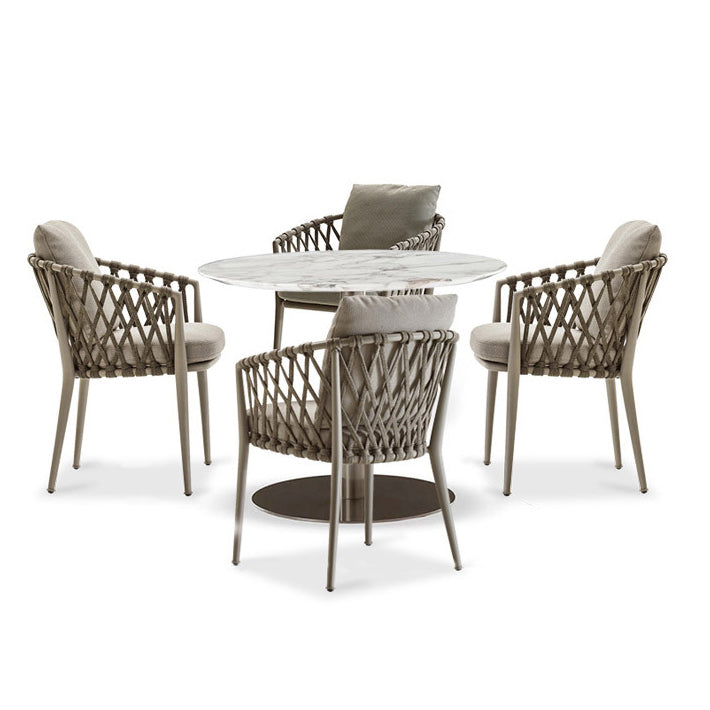 Matte Finish Boho Dining Table Set 1/2/5/7 Pcs Rattan Dining Set