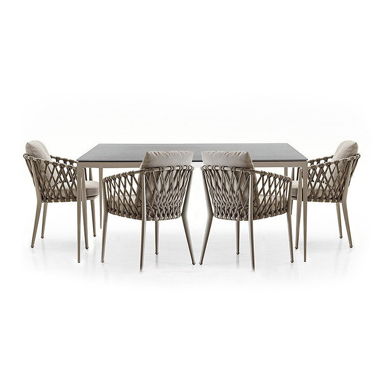 Matte Finish Boho Dining Table Set 1/2/5/7 Pcs Rattan Dining Set