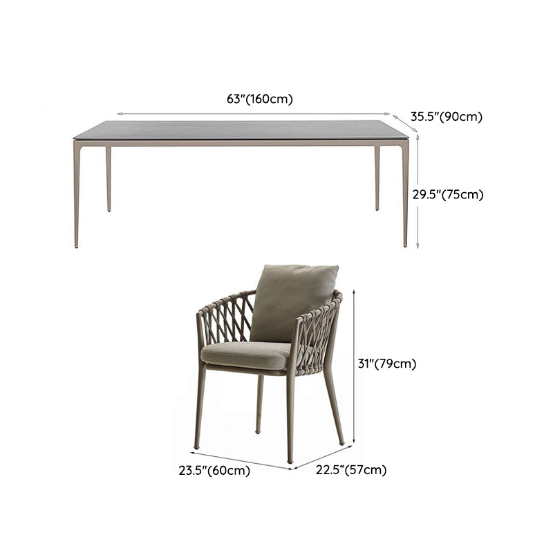 Matte Finish Boho Dining Table Set 1/2/5/7 Pcs Rattan Dining Set