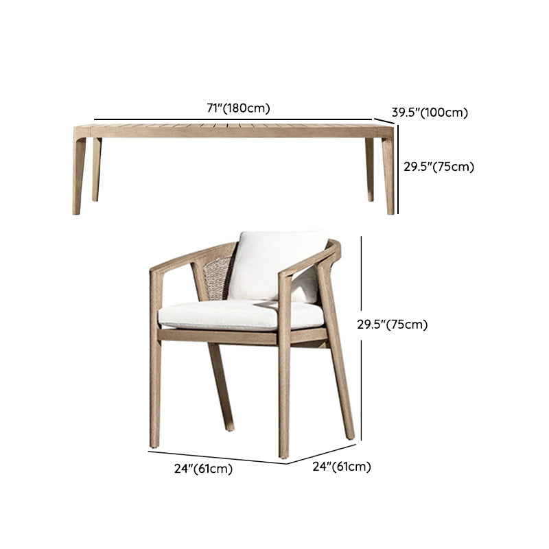 Solid Wood Wood Dining Set Rectangular 1/5/7/9 Pieces Dining Set
