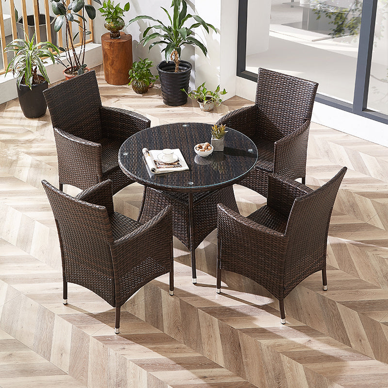 Modern Style Dining Set Glass Top 5/7 Pieces Water Resistant Dining Set