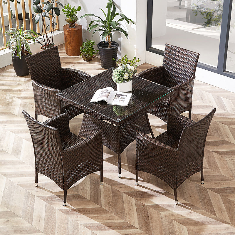 Modern Style Dining Set Glass Top 5/7 Pieces Water Resistant Dining Set