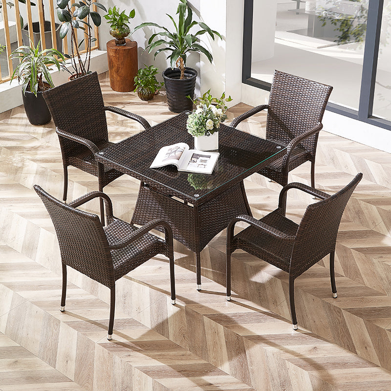 Modern Style Dining Set Glass Top 5/7 Pieces Water Resistant Dining Set