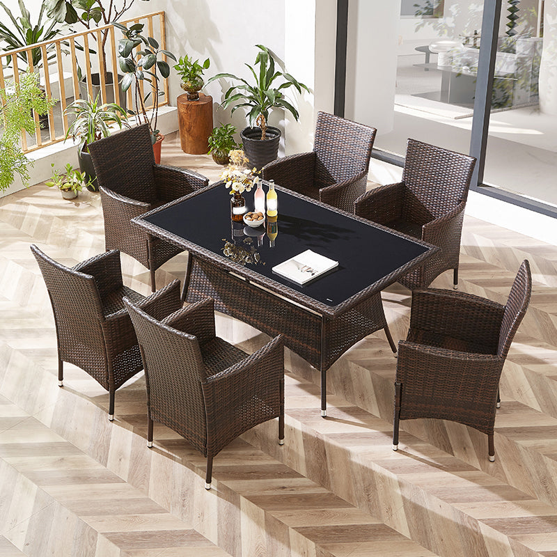 Modern Style Dining Set Glass Top 5/7 Pieces Water Resistant Dining Set