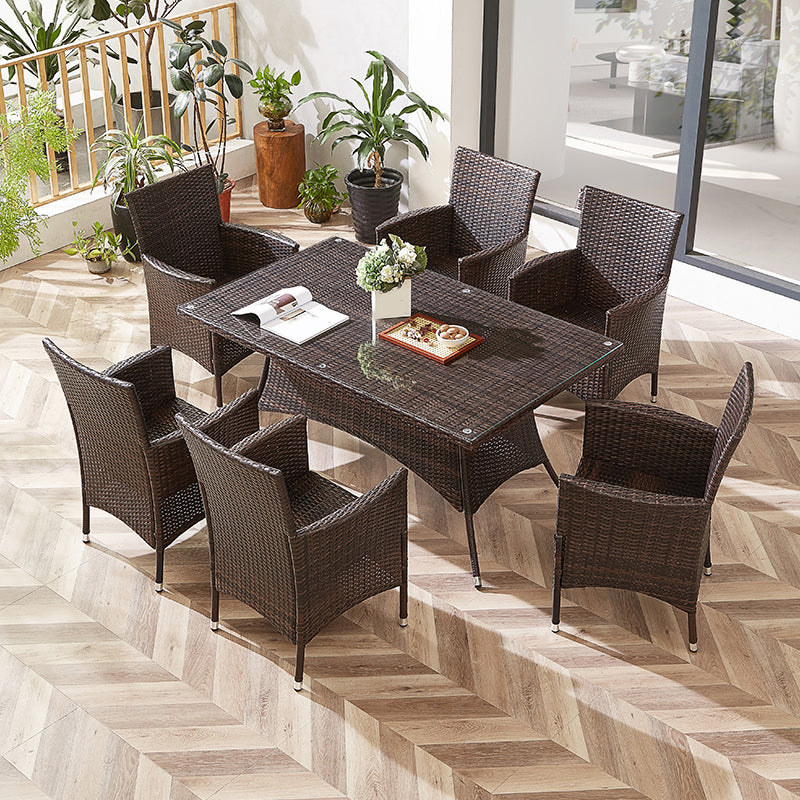 Modern Style Dining Set Glass Top 5/7 Pieces Water Resistant Dining Set