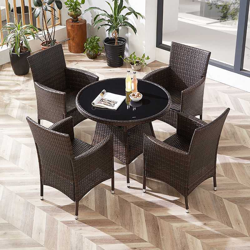 Modern Style Dining Set Glass Top 5/7 Pieces Water Resistant Dining Set