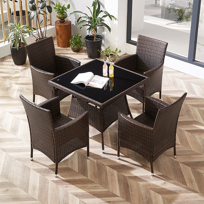 Modern Style Dining Set Glass Top 5/7 Pieces Water Resistant Dining Set