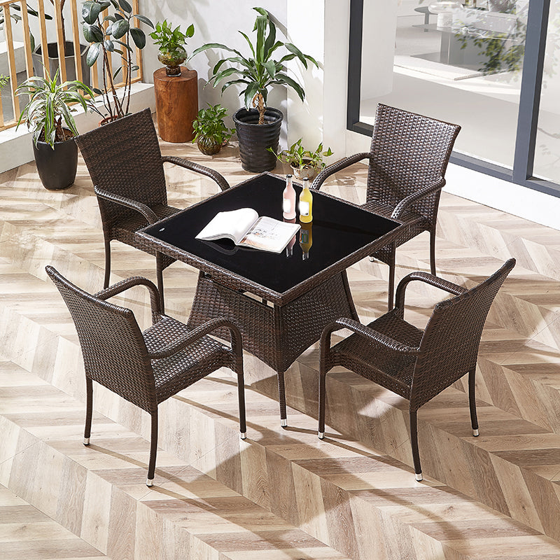 Modern Style Dining Set Glass Top 5/7 Pieces Water Resistant Dining Set