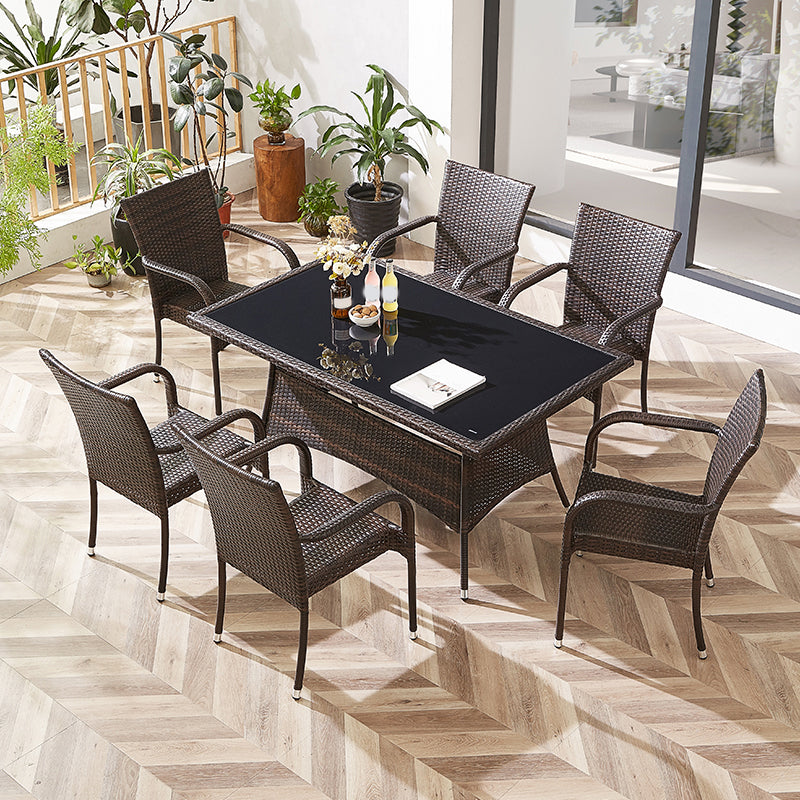 Modern Style Dining Set Glass Top 5/7 Pieces Water Resistant Dining Set