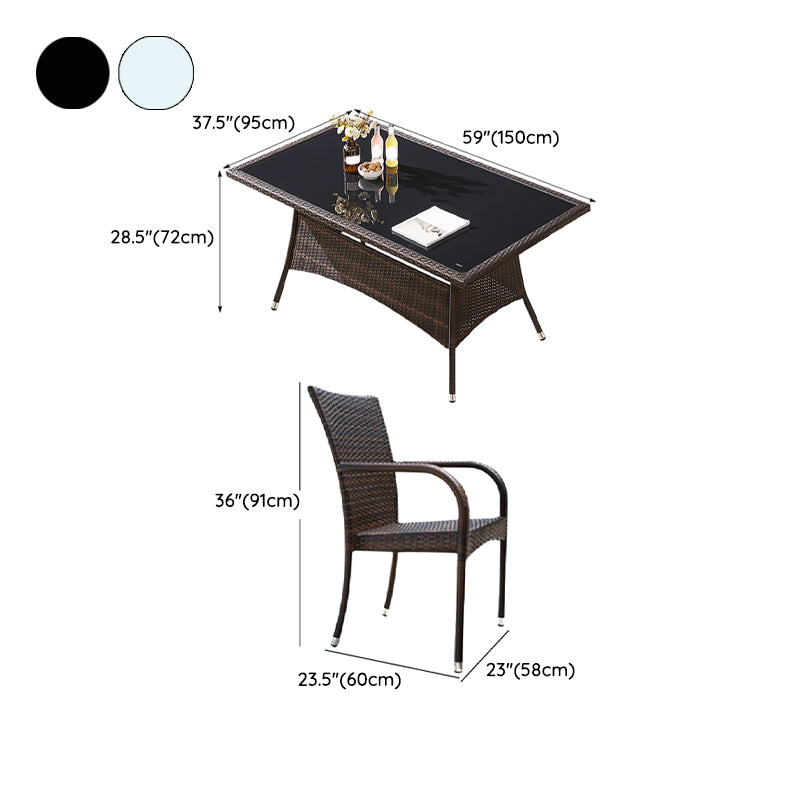 Modern Style Dining Set Glass Top 5/7 Pieces Water Resistant Dining Set