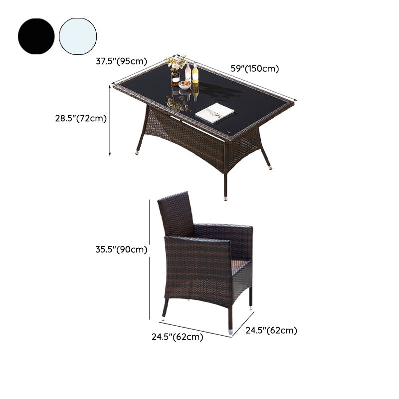 Modern Style Dining Set Glass Top 5/7 Pieces Water Resistant Dining Set