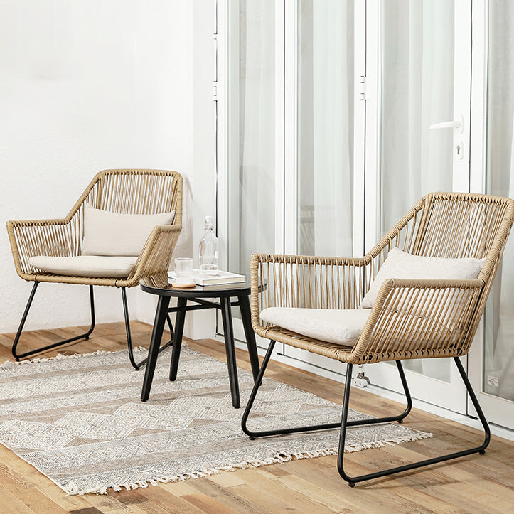 Modern Style Bistro Set Round Top Metal 3 Pieces Bistro Table Set
