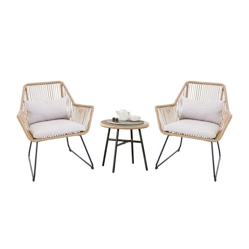 Modern Style Bistro Set Round Top Metal 3 Pieces Bistro Table Set