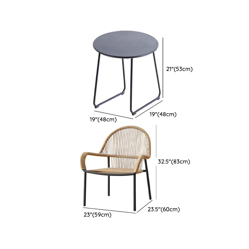 Modern Style Bistro Set Round Top Metal 3 Pieces Bistro Table Set
