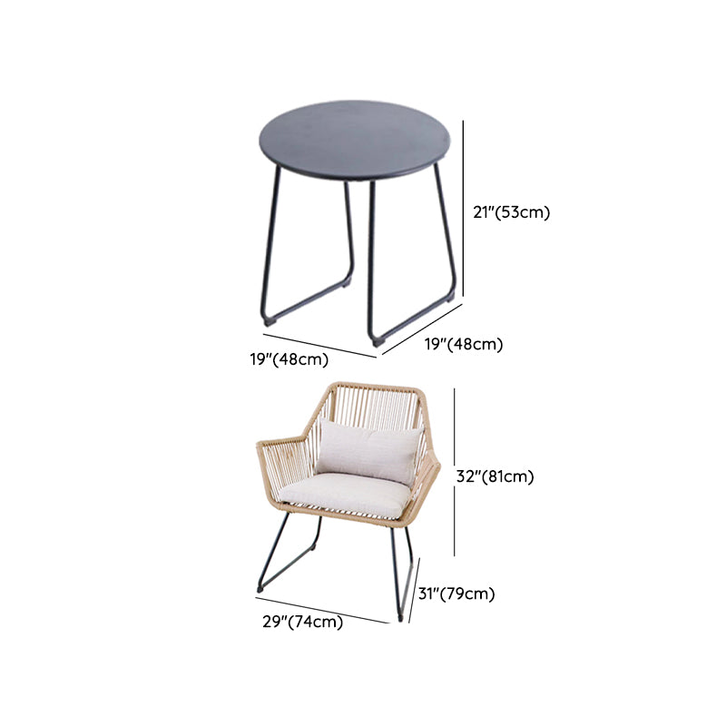Modern Style Bistro Set Round Top Metal 3 Pieces Bistro Table Set