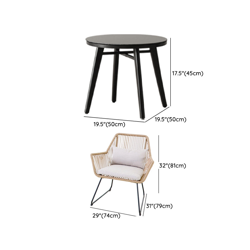 Modern Style Bistro Set Round Top Metal 3 Pieces Bistro Table Set